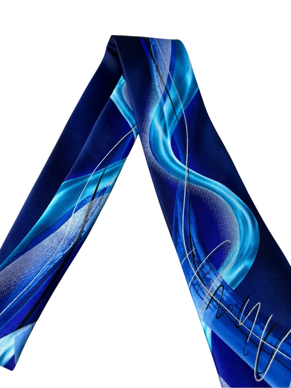 Garcia NWT Riptide Collection Men's Blue Abstract Pattern Silk Tie - Picture 7 of 8